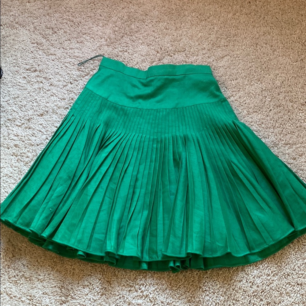 Green Knee-Length Skater Skirt with Pleats Fia Cattaneo Milano